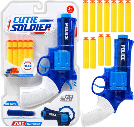 GT 2-in-1 Manual Police Revolver Soft Bullet Water Blaster