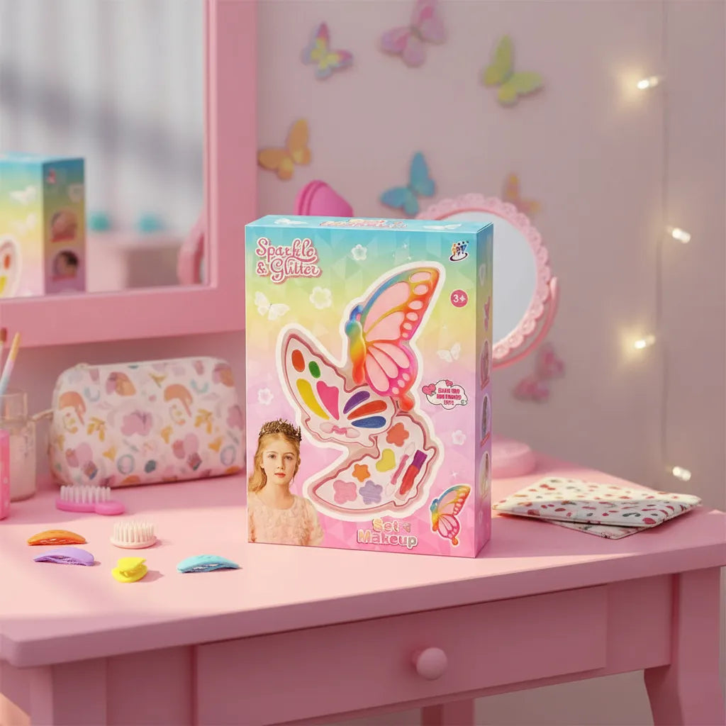 Butterfly Makeup Kit Portable Vanity Case for Kids