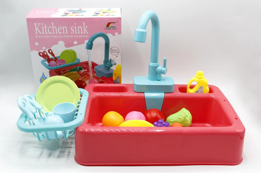 Kids Kitchen Toys Plastic Simulation Electric Dishwasher Sink Pretend Play With Electric Water Wash Basin Toy