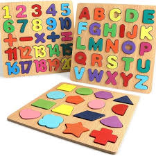 4 IN 1 Wooden Alphabet | Puzzles & Numbers Count Board, Colorful ABC