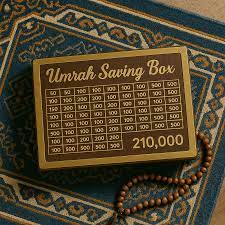 Umrah Saving Box - Wooden Umrah Saving Box - 280 Days Savings Plan - Islamic Halal Money Jar for Hajj & Umrah - Daily Pilgrimage Savings Tracker - Gift for Muslims Money Saving Box