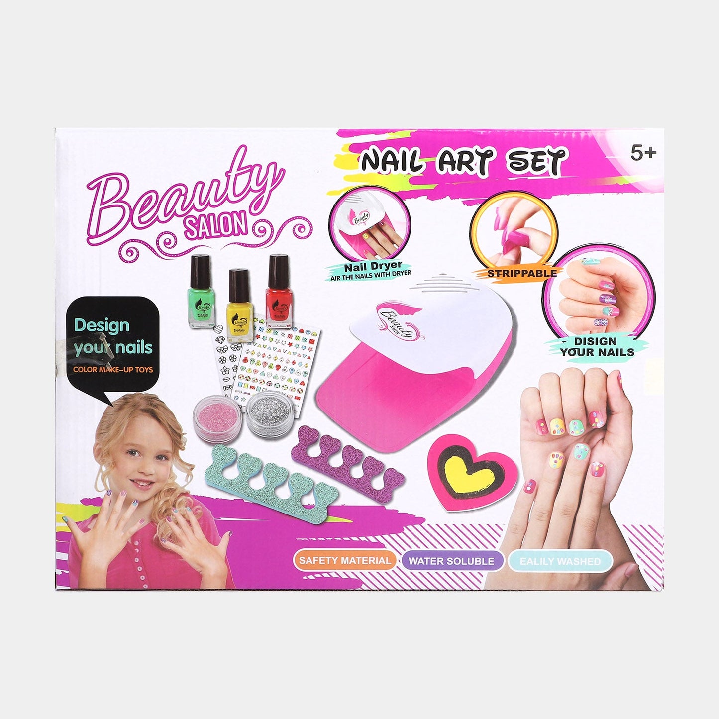 Nail Art Set For Girls 5+ with Light-up Dryer
