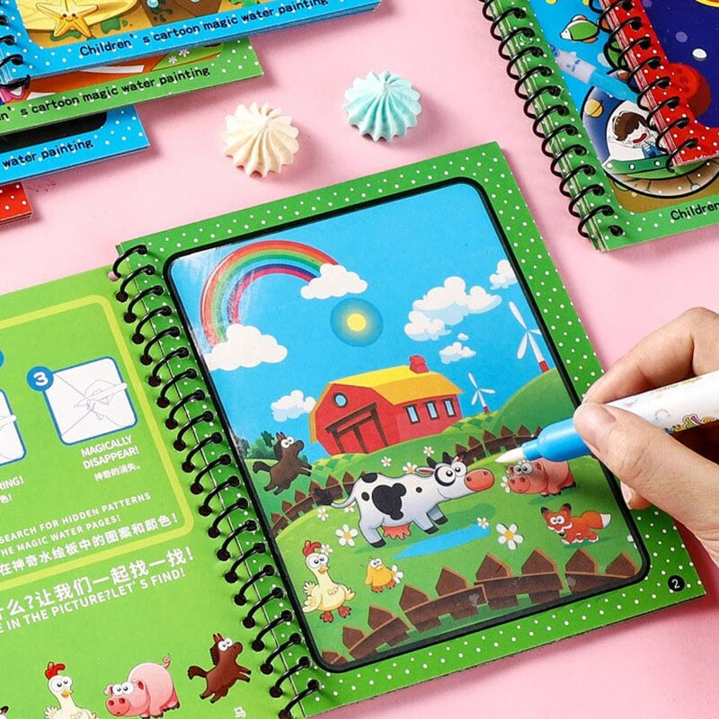 Magic Water Drawing Coloring Book Reusable Mess-Free Kids Art
