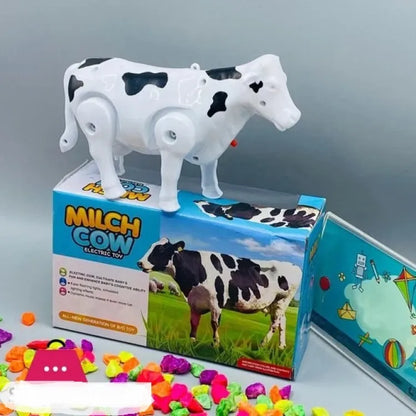 Funny Walking Musical Milk Cow Toy For Kids - Black & White