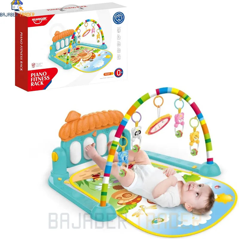 3 in 1 Newborn Baby Play Gym, Toddler Activity Play Mat, Baby Piano Fitness Rack Matt for Infants