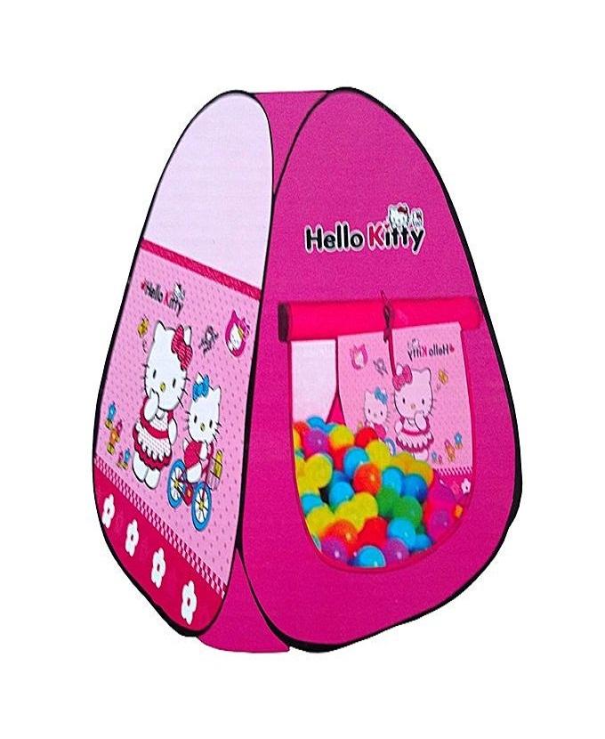Combo Pack Deal HELLO KITTY TENT HOUSE - MULTICOLOR + SOFT PLASTIC BALLS 50 PCS SET - MULTICOLOUR