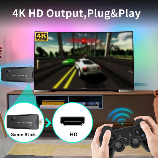 KT 4K Retro Video Game Console Stick 64GB Dual Controllers