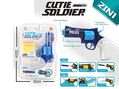 GT 2-in-1 Manual Police Revolver Soft Bullet Water Blaster