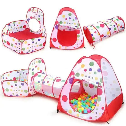 3-in-1 Crawling Tunnel Tent House For Kids With 50 Balls