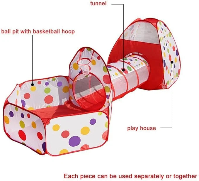 Tunnel Tent House 3-in-1 Crawling For Kids With 50 Balls
