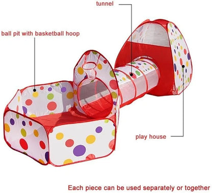 Tunnel Tent House 3-in-1 Crawling For Kids With 50 Balls