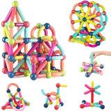 Kido kraze Magnetic Toys Building Blocks - 36/64 PCS Kids Magnet Balls and Rods Set Toddler STEM Sticks Toy Learning Educational Block Games Stacking Toys for Boy Girl Age 3+ Years Old Preschool