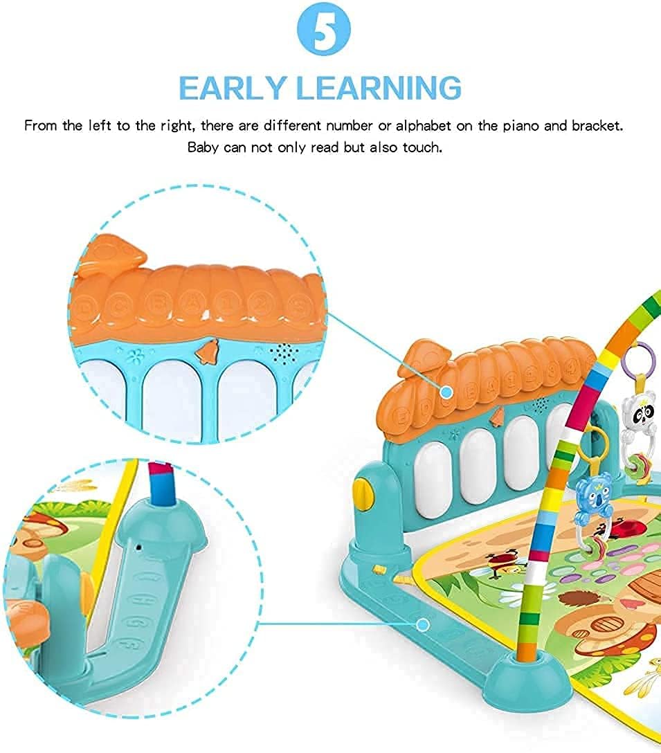 3 in 1 Newborn Baby Play Gym, Toddler Activity Play Mat, Baby Piano Fitness Rack Matt for Infants