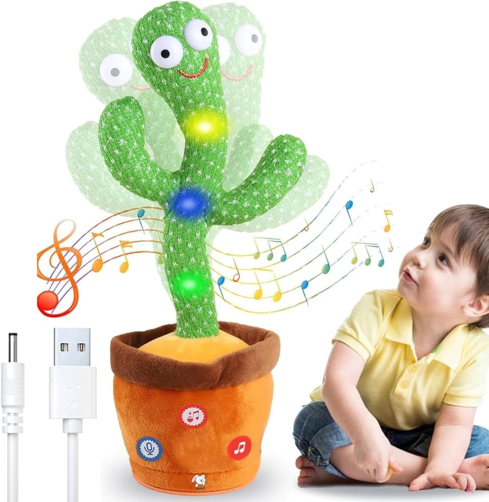 Dancing Cactus Talking Toy, Cactus Plush Toy, Wriggle & Singing Recording Repeat What You Say Funny Education Toys for Babies
