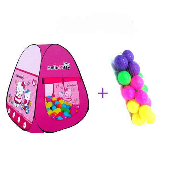 Combo Pack Deal HELLO KITTY TENT HOUSE - MULTICOLOR + SOFT PLASTIC BALLS 50 PCS SET - MULTICOLOUR