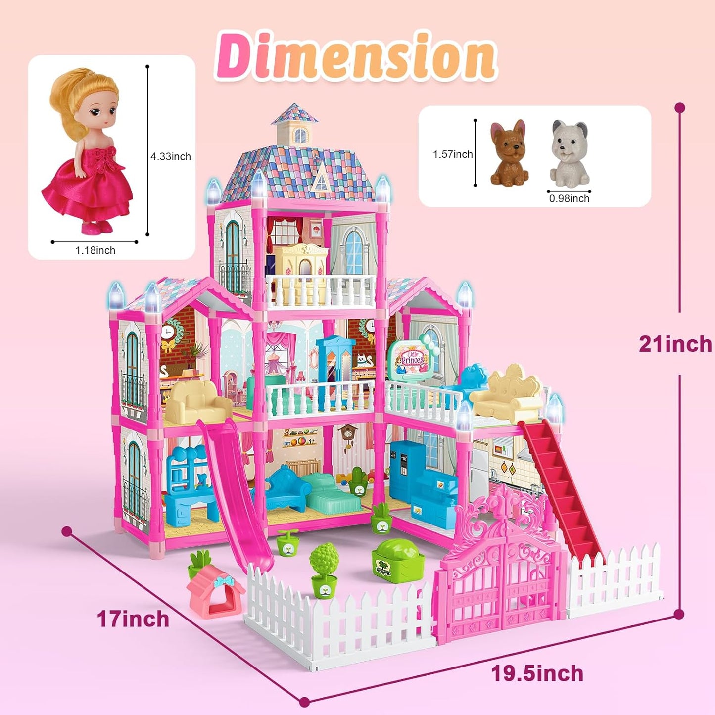 Doll House Role Play Set 191 Pieces Plastic Kids