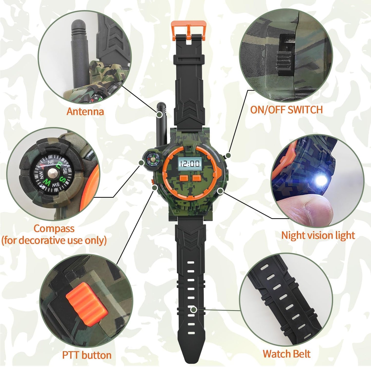 Rechargeable Walkie Talkie Watches for Kids Two-Way Radio
