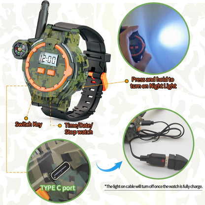 Rechargeable Walkie Talkie Watches for Kids Two-Way Radio