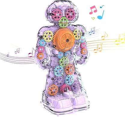 Electric Transparent Gear Robot Toy With Light Effects toy for kids