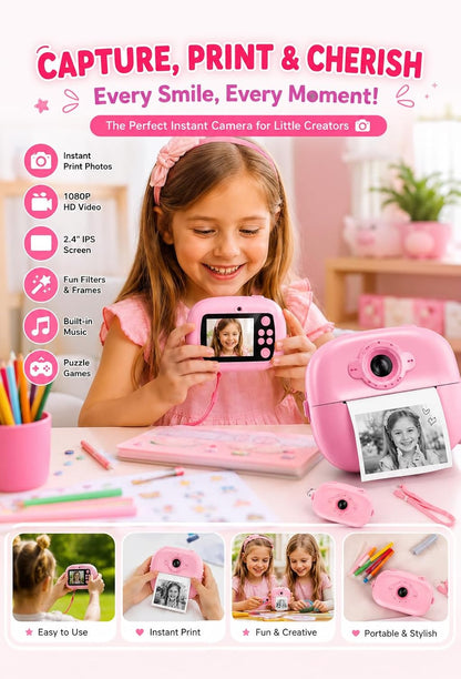 Generic Kids Instant Print Camera 2.4-inch Screen 1080p HD