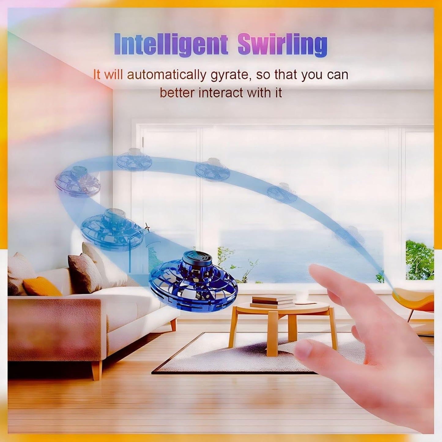 Fidget Spinner Flying Toys, Mini Fly UFO Hand Controlled Boomerang Drone, 3+