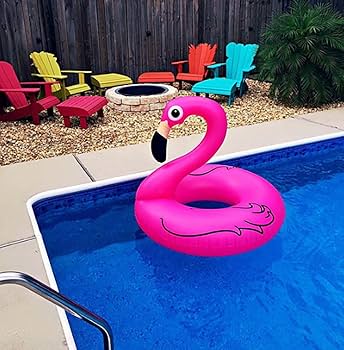 Pink Inflatable Flamingo Swim Ring Water Toy Pool Raft Float Animal Head Swim Ring For Kids Pool Party Beach 90cm