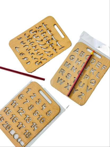 Wooden Kids Drawing Stencils & Puzzle  29pcs set ABC