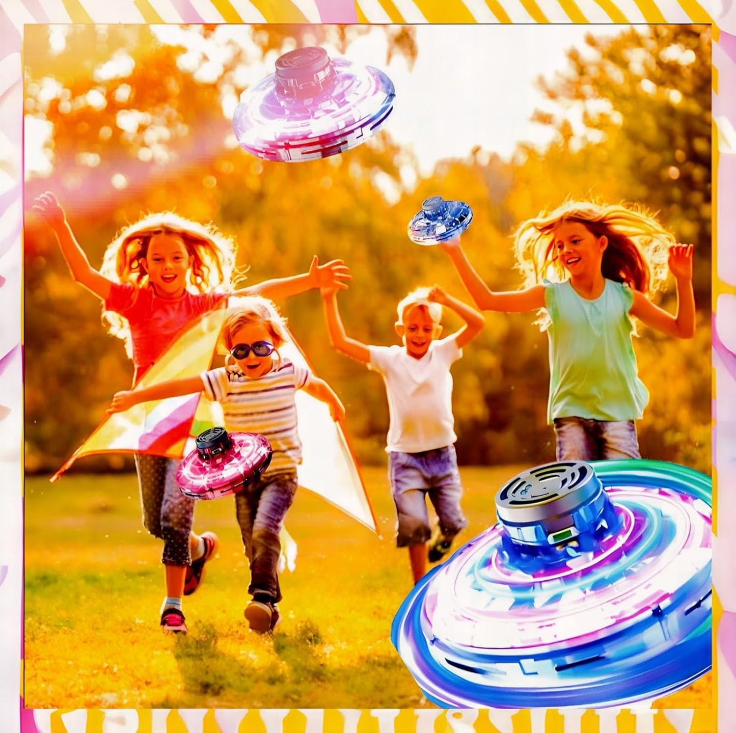 Fidget Spinner Flying Toys, Mini Fly UFO Hand Controlled Boomerang Drone, 3+