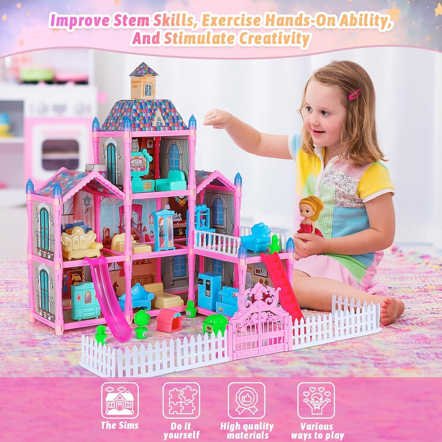 Doll House Role Play Set 191 Pieces Plastic Kids
