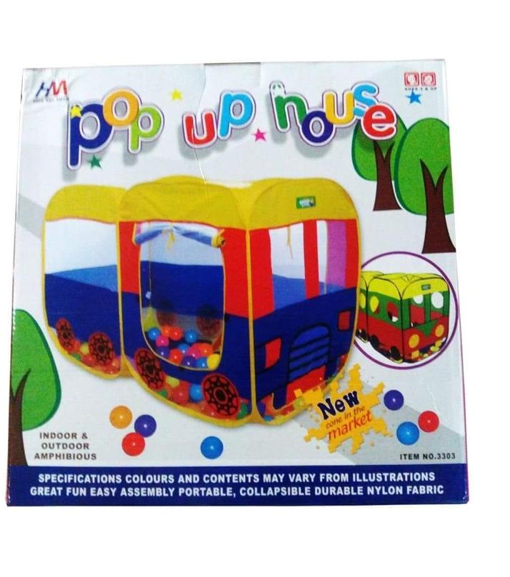 Big Pop Up Tent House + 50 balls For Kids Large School Bus Shape