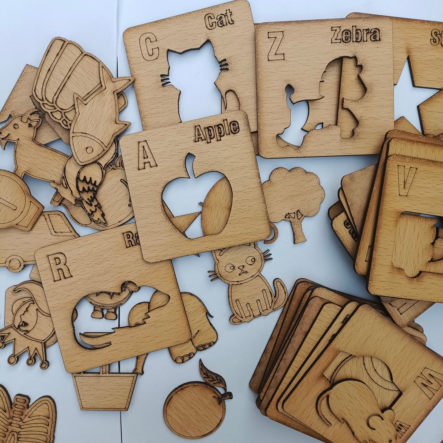 Wooden Kids Drawing Stencils & Puzzle  29pcs set ABC