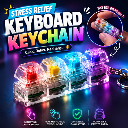 Keyboard Fidget Stress Relief Keychain for Kids & Adults
