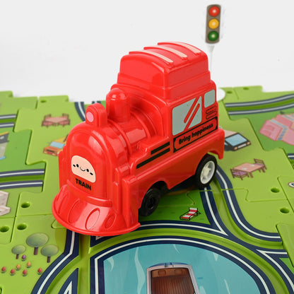 Puzzle Rail Tracks Electric Drive Set 18 Piece Toy