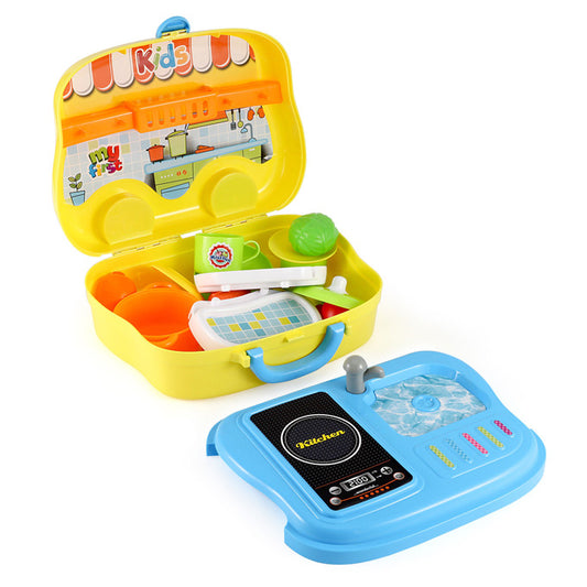 Cooking Chef Kitchen Pretend Play Set Portable Briefcase Yellow