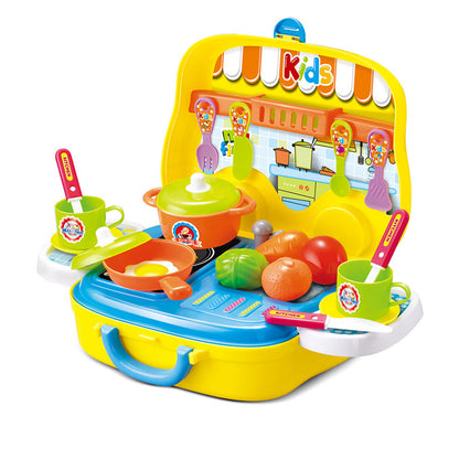 Cooking Chef Kitchen Pretend Play Set Portable Briefcase Yellow