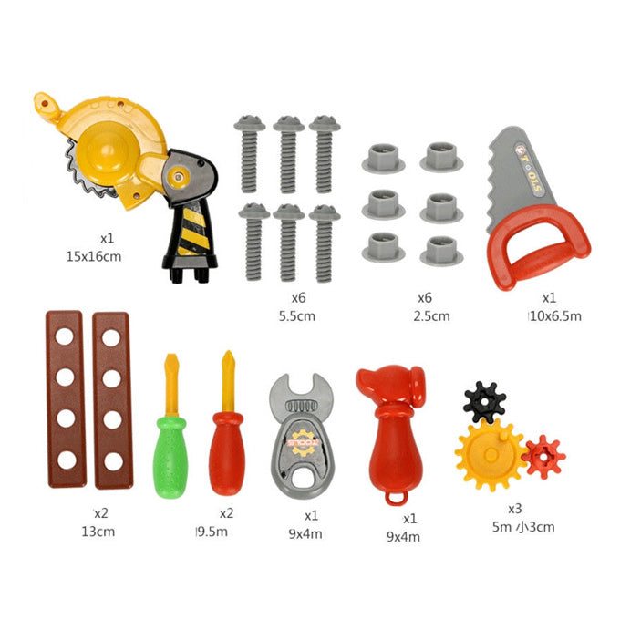 Kids Construction Tools Pretend Play Set Briefcase With Accessories Yellow