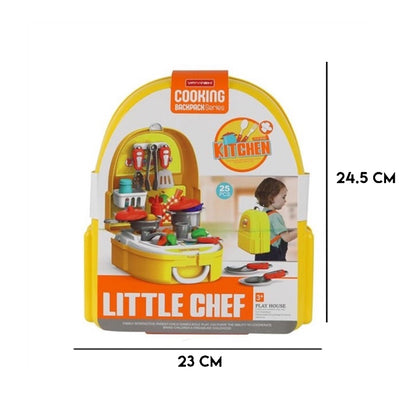 Kitchen Set for Kids Girls Boys - 25 Piece LittleChef Backpack Series Kitchen Cooking Toy Set with Accesssories Pretend Play Toys for Childrens