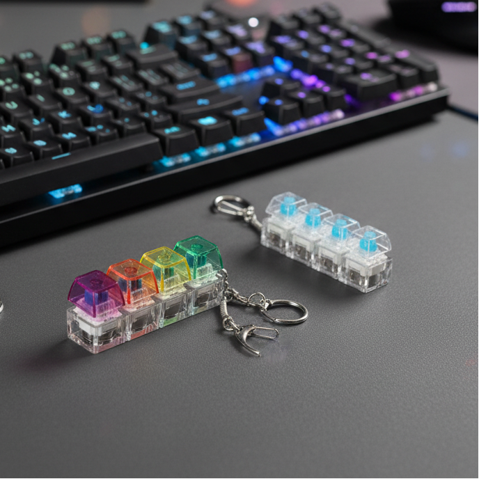 Keyboard Fidget Stress Relief Keychain for Kids & Adults
