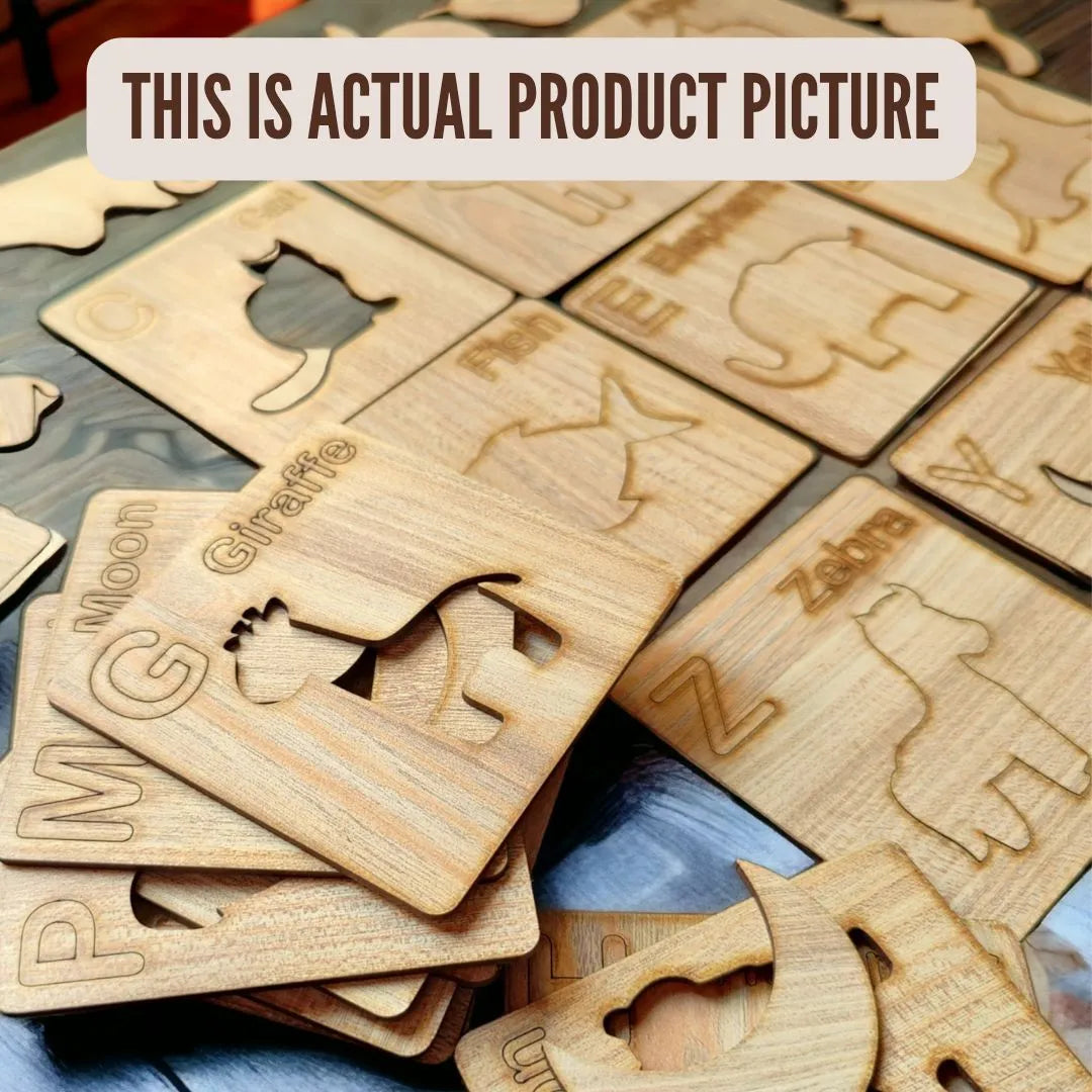 Wooden Kids Drawing Stencils & Puzzle  29pcs set ABC