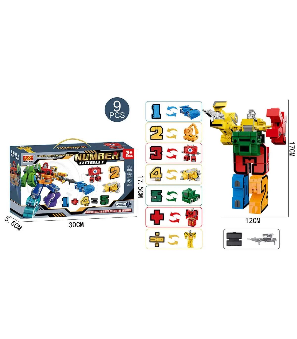 Toynix Transformer Robot With Number Figures Educational Toy Set