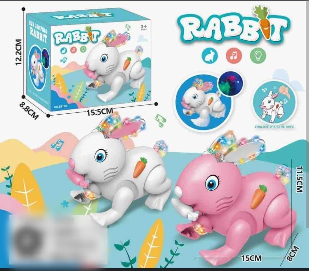 Cute Bunny Rabbit With Soft Sound, Bright Light And Jumping Movements For Kids