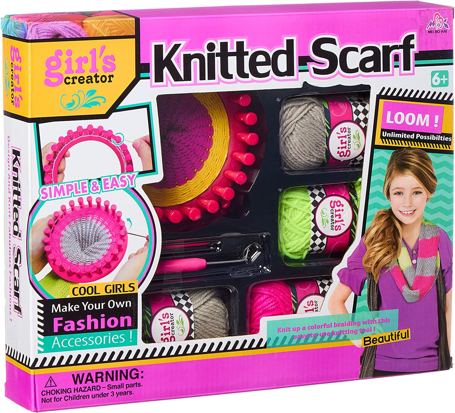 Girls Creator Knitted Scarf Maker Crochet Toy Set for Girls – Multi Color