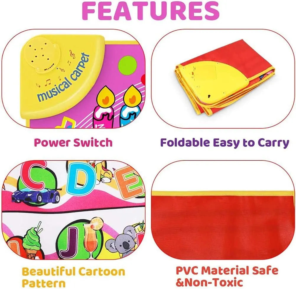 Musical Mat Educational Toy for English Letters & Words, ABC Learning and Sound Book, Interaction Learning Touch Play Game For Kids