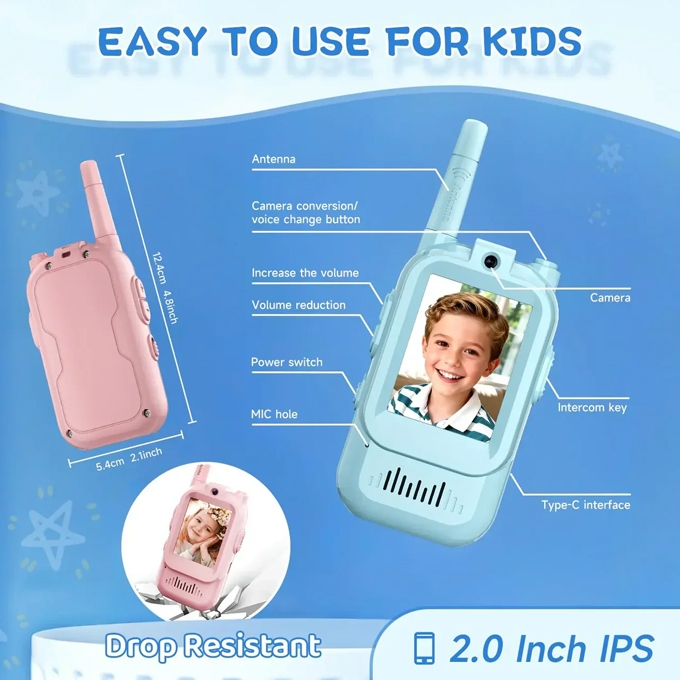Toynix K300 2-Piece Rechargeable Kids Video Walkie Talkie Set