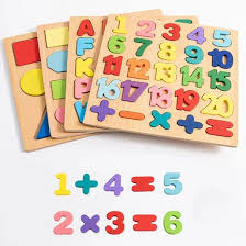 4 IN 1 Wooden Alphabet | Puzzles & Numbers Count Board, Colorful ABC