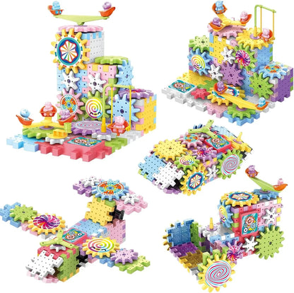 Planet Junior Electric Gear Spinning STEM Building Blocks Set