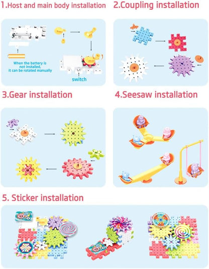 Planet Junior Electric Gear Spinning STEM Building Blocks Set