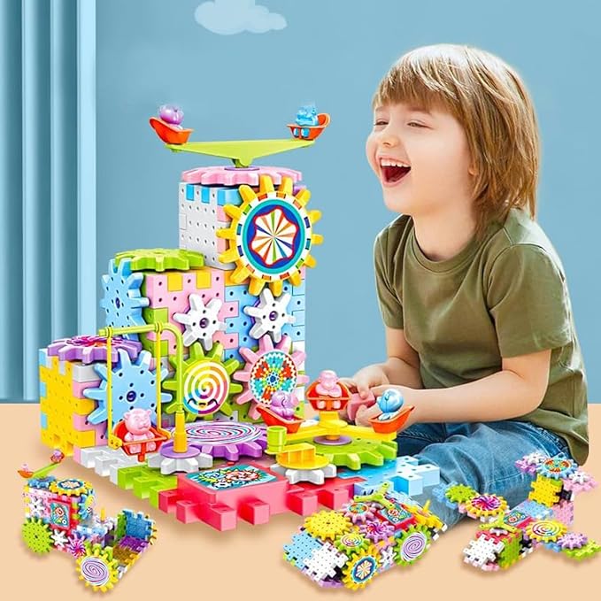 Planet Junior Electric Gear Spinning STEM Building Blocks Set