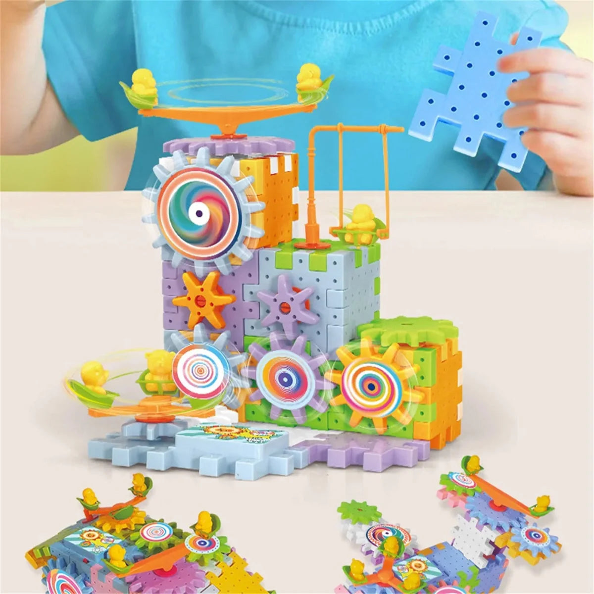 Planet Junior Electric Gear Spinning STEM Building Blocks Set