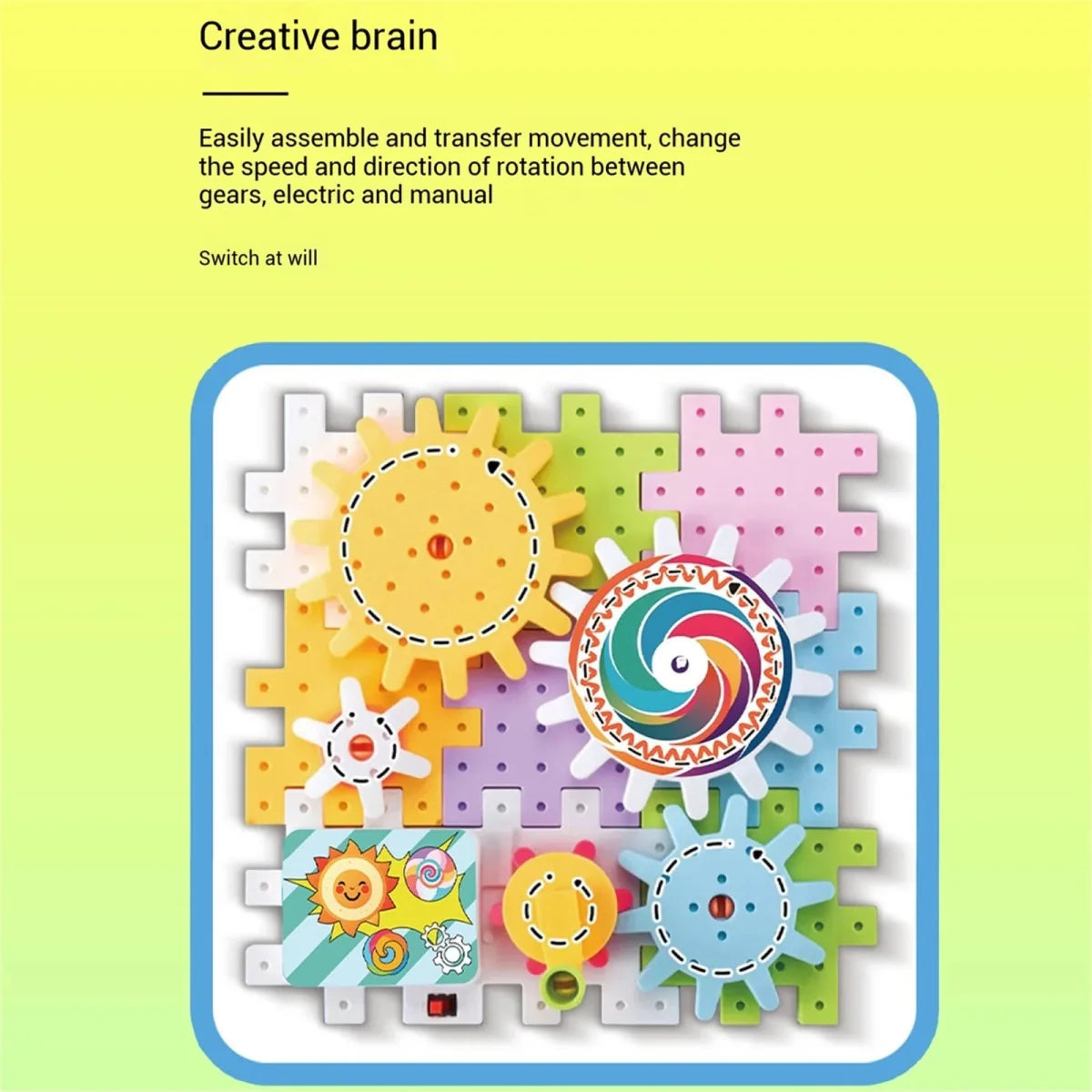 Planet Junior Electric Gear Spinning STEM Building Blocks Set